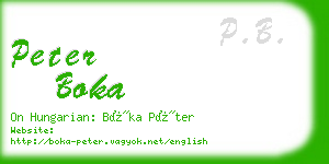 peter boka business card